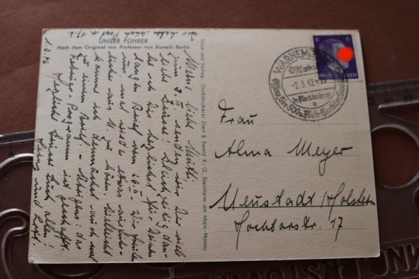 alte  Postkarte  Unser Führer Adolf Hitler nach  Künstler Kursell 1942